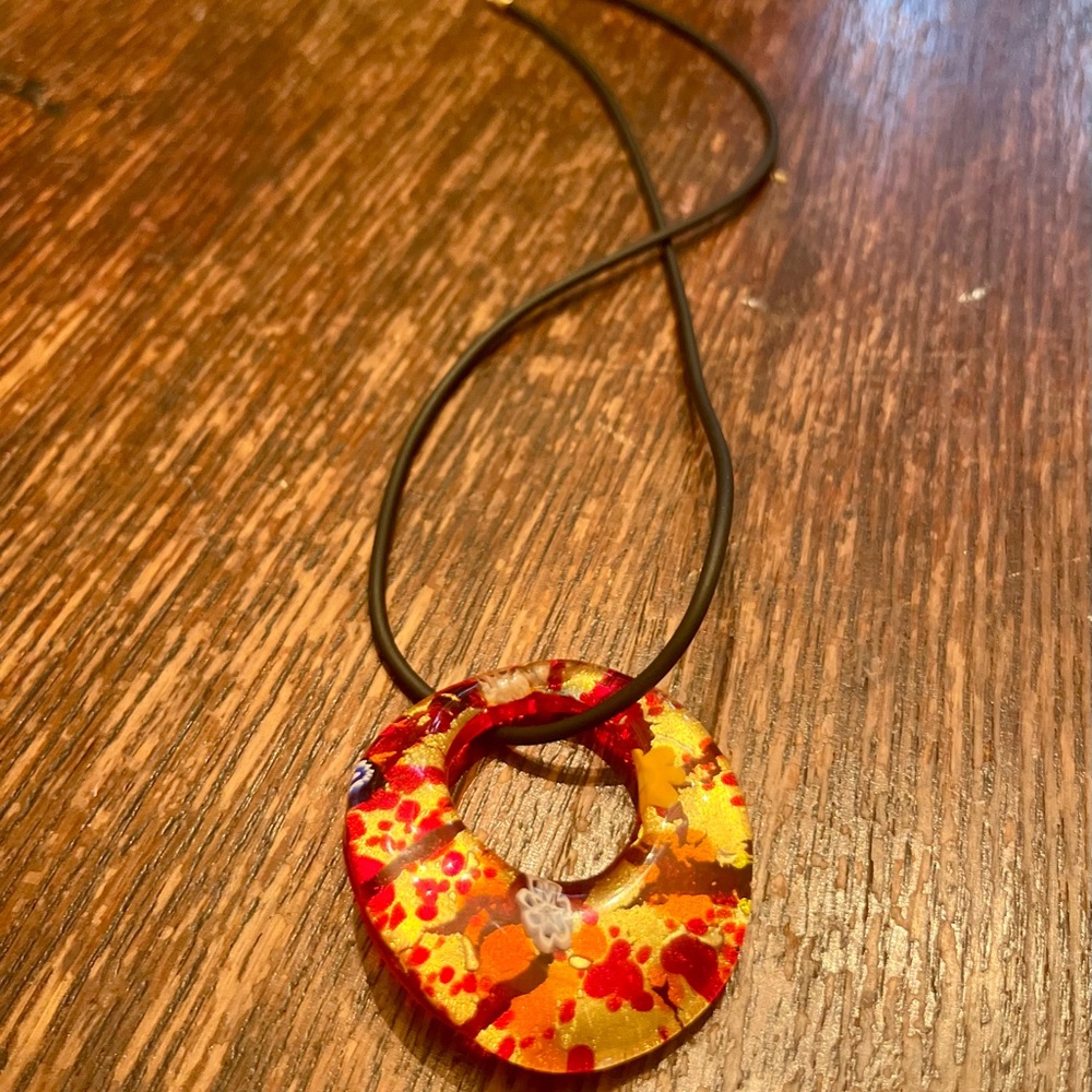 Colorful Floral Pendant Necklace